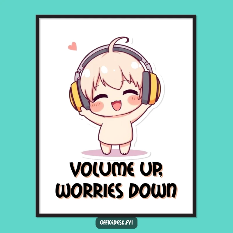 Funny Music Headphone Poster - Enthusiastic Bobbing Art Print