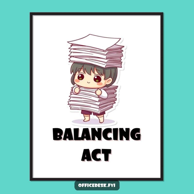 Funny Paperwork Balance Poster: Hilarious Office Decor and Gift for Professionals