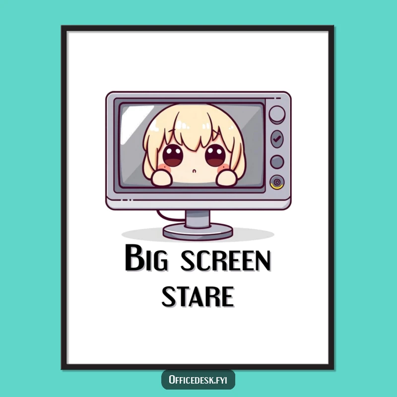 Funny Poster: Wide-Eyed Monitor View - Tech Art Gift!