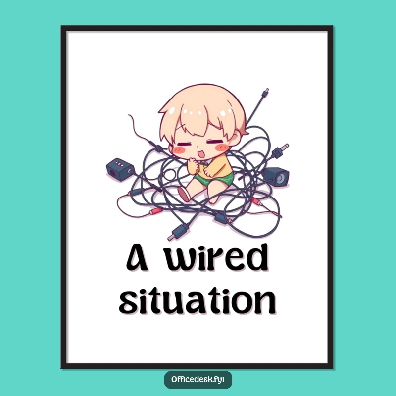 Funny Tripping Wires Poster - Hilarious Tech Art Print