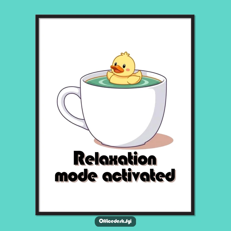 Funny Wall Art Poster: Tiny Duckie in Coffee Mug, Whimsical Home Decor, Funny Gift