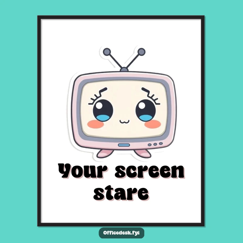 Funny Wide-Eyed Monitor Poster: Comical Character Art for Your Wall