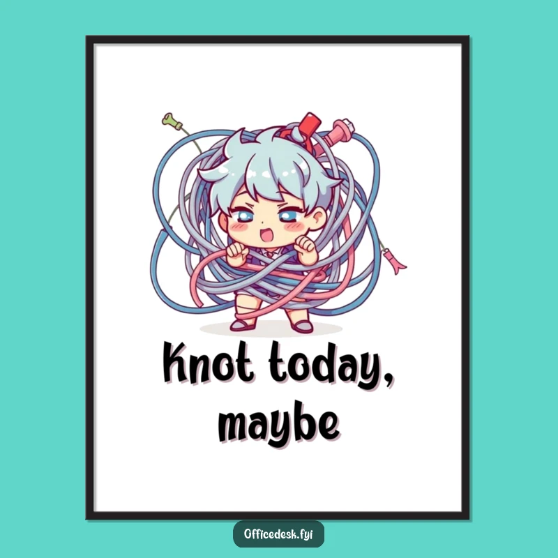 Funny Cable Chaos Poster: Decorate with Determined Humor