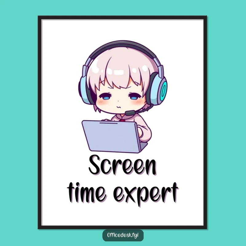 Funny Gamer Character Poster: Intense screen art, perfect tech decor gift.