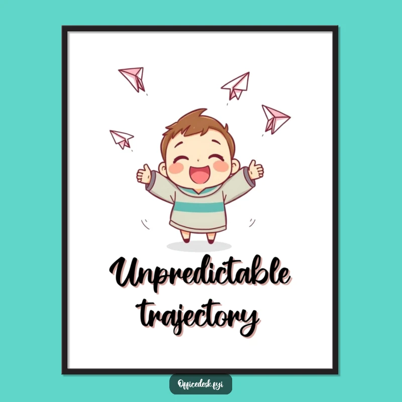 Funny Paper Airplane Poster - Whimsical Wall Art of Erratic Flights, Great Funny Gift