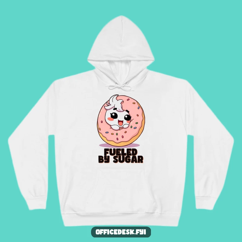 Funny Donut Dream Hoodie: Goofy Character Devouring Sweet Treat, Cozy Funny Gift