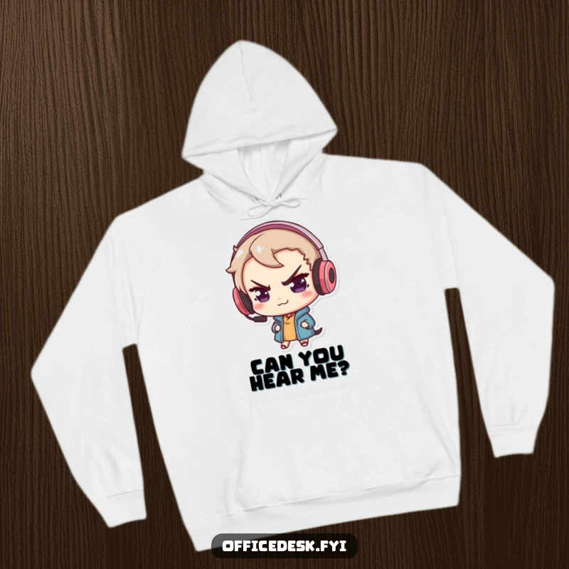 Funny hoodie featuring a cute owl character with a mischievous smirk, sporting an oversized gaming headset, ready for virtual adventures.