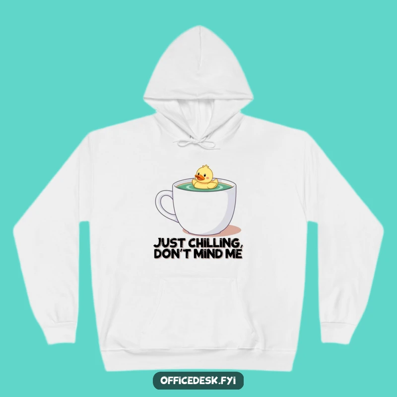 Cozy Funny Hoodie: Tiny Duckie in Coffee Mug Comfort, Ideal Funny Gift