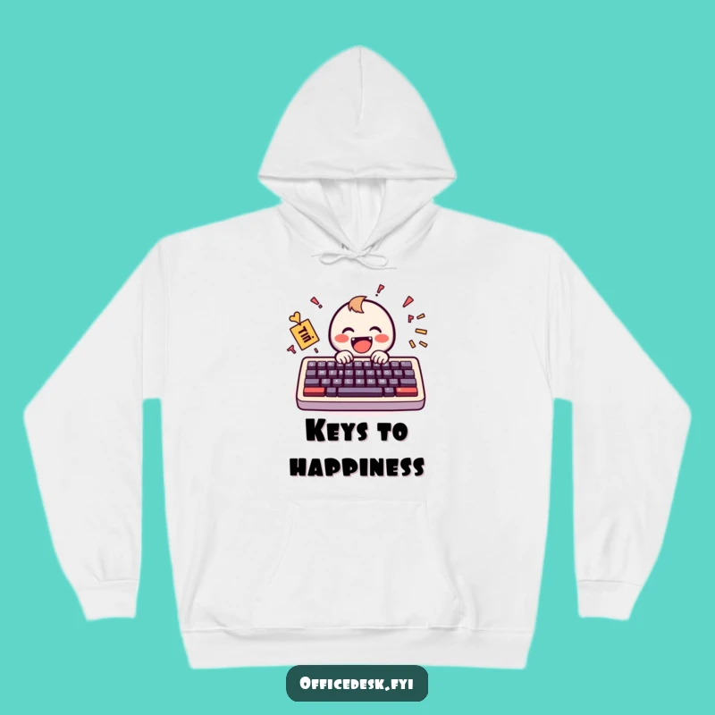 Cozy Funny Typing Hoodie: Joyful Keyboard Character Comfort, Warm Tech Gift