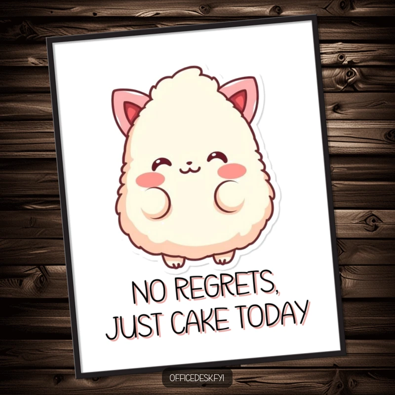 Funny free printable wall art: a fluffy eraser character with rosy cheeks is blushing sweetly.