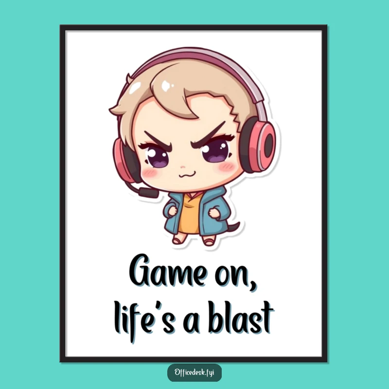 Free Printable Wall Art: Mischievous Gamer's Headset Style!