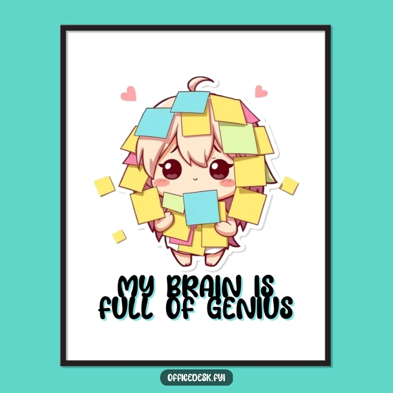 Funny Free Printable Wall Art: Bewildered Character's Sticky Note Scene