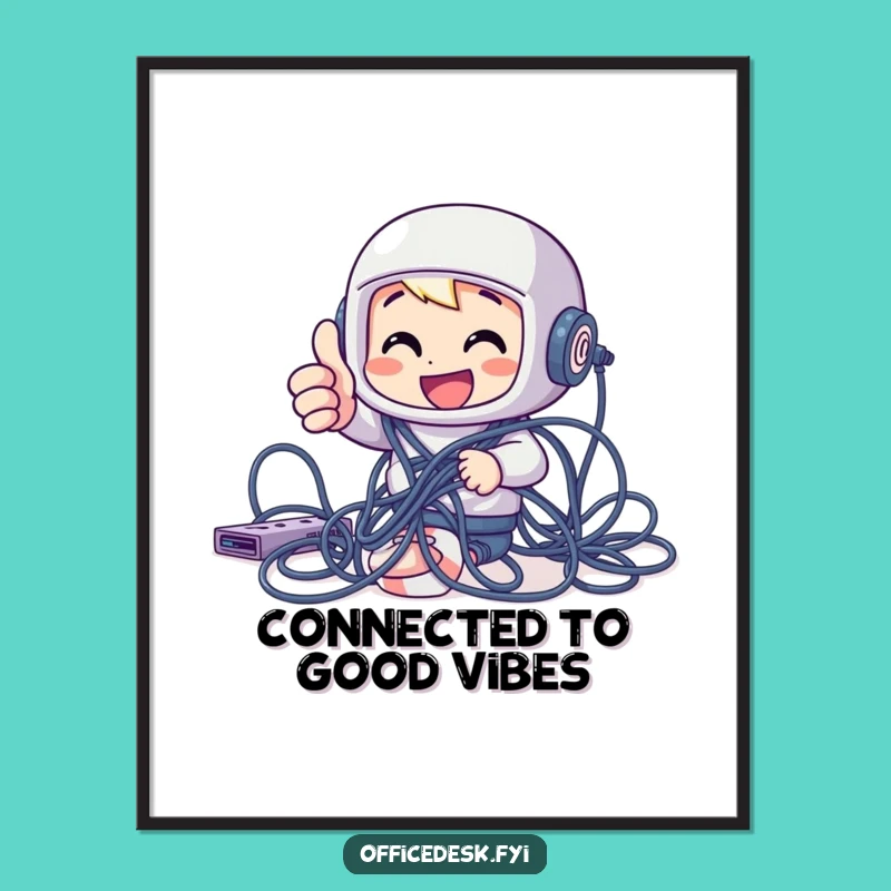 Funny Free Printable Wall Art: Cheerful Techie's Cable Tangle Decor