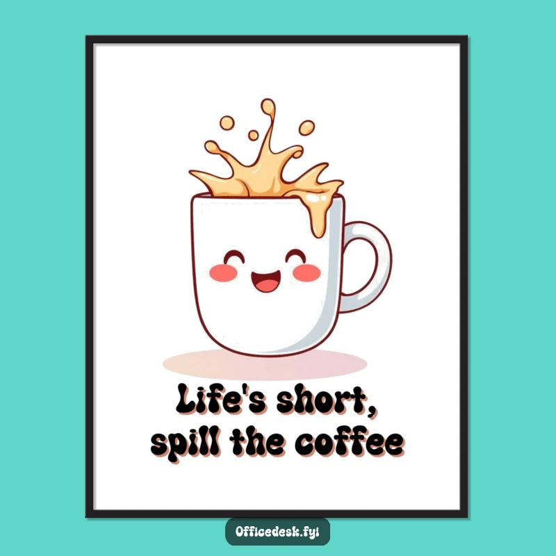Free Printable Wall Art: Happy Coffee Splash Art - Kitchen Decor!