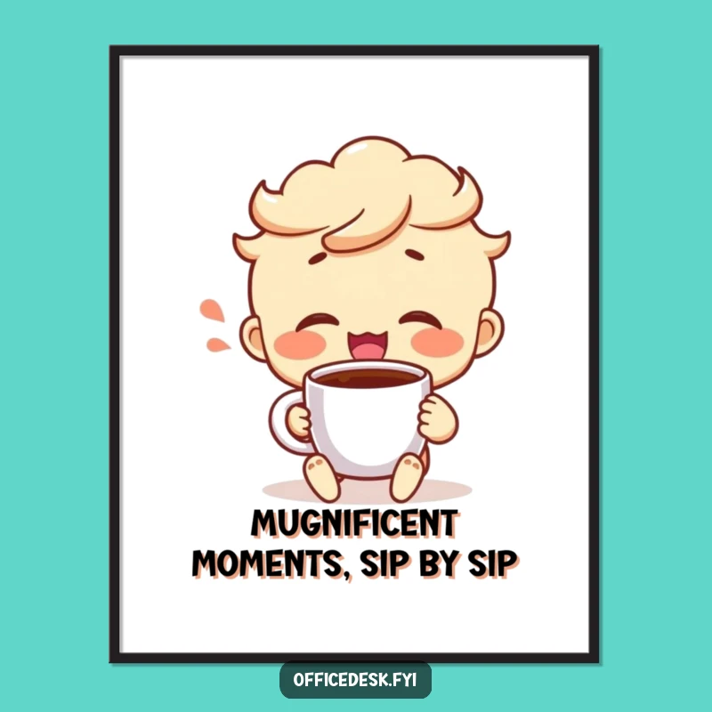 Funny Free Printable Wall Art: Coffee Mug Triumph Character Downloadable Decor