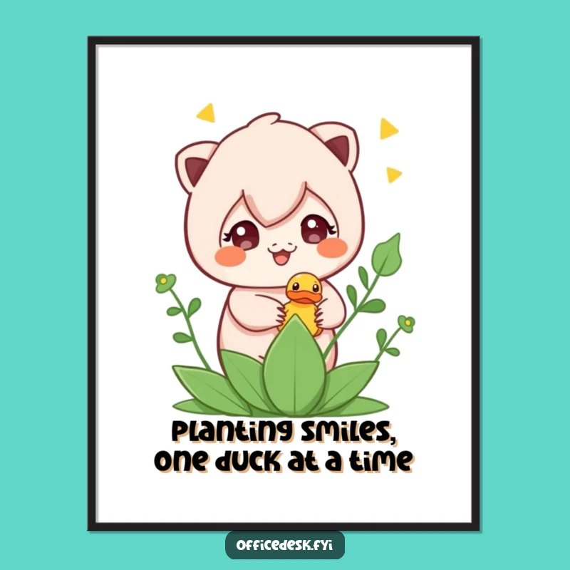 Funny Free Printable Wall Art: Mischievous Duck in Plant Downloadable Decor