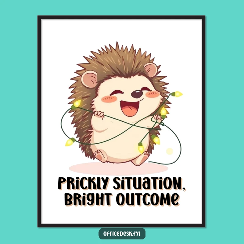 Funny Free Printable Wall Art: Hedgehog Fairy Light Whimsy Downloadable Decor