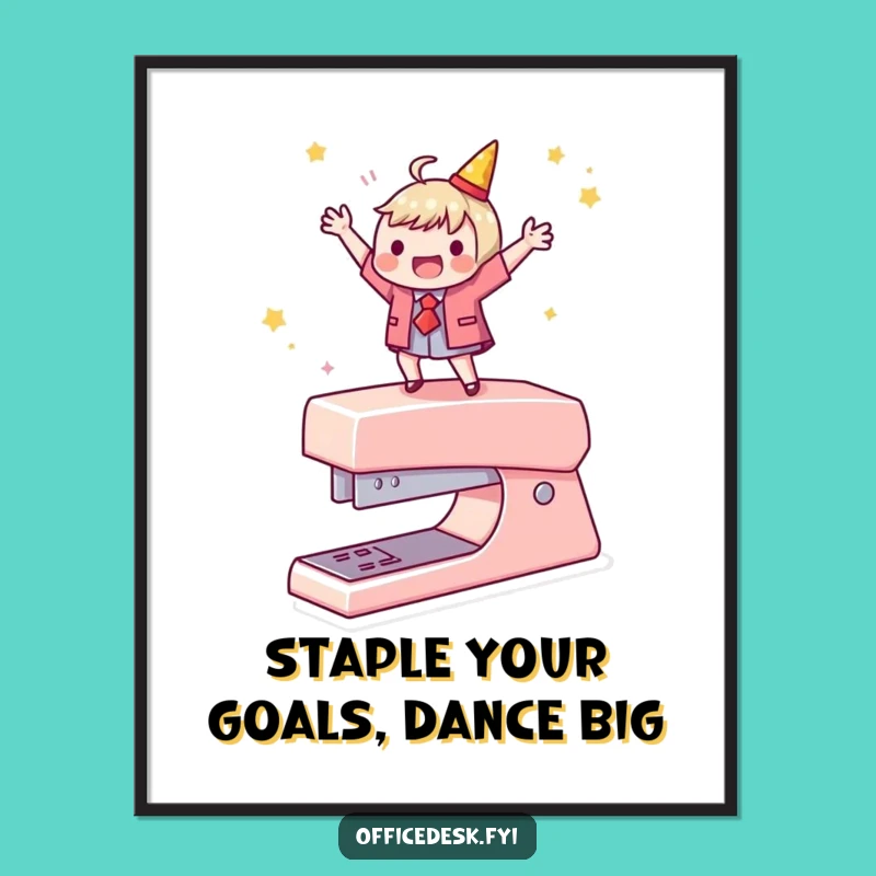 Free Printable Wall Art: Stapler Dancer Character Funny Downloadable, Print at Home