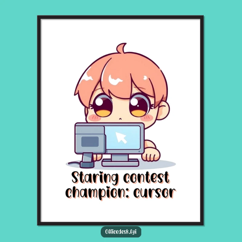 Funny Free Printable Wall Art: Wide-Eyed Cursor Stare Downloadable Decor