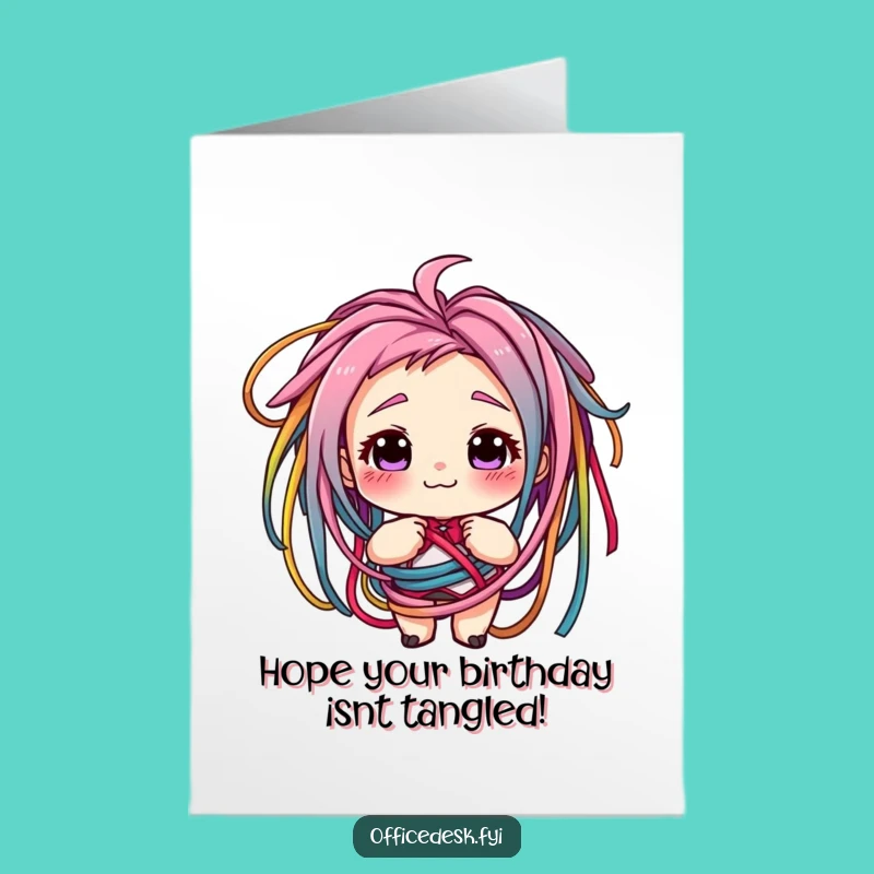 Free Printable Birthday Card: Cord Chaos Funny Downloadable Gift Greeting