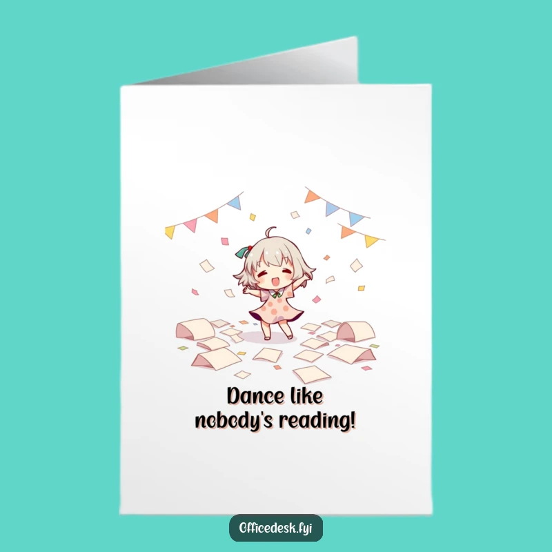 Free Printable Birthday Card: Dancing Character, Paper Chaos, Fun Downloadable Gift