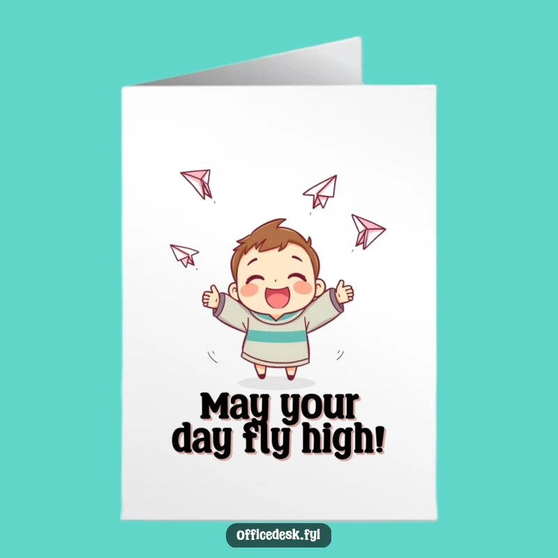 Free Printable Birthday Card: Erratic Paper Airplanes, Funny Kawaii Friend Gift