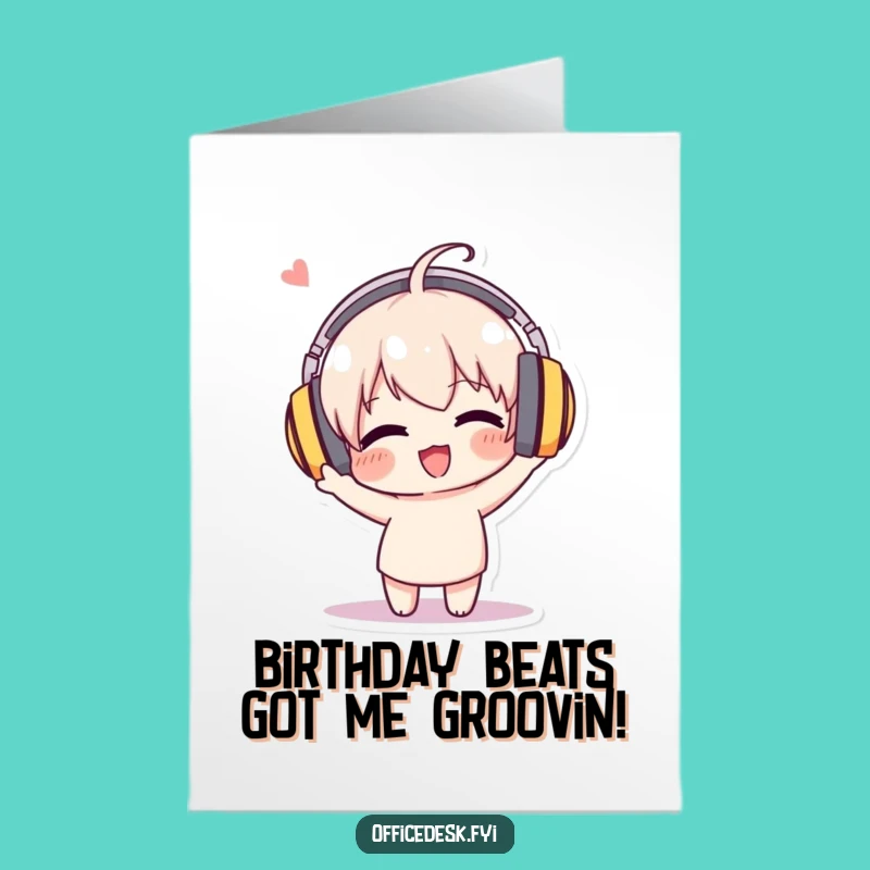 Free Printable Birthday Card: Headbanging Music Fan Funny Downloadable Gift