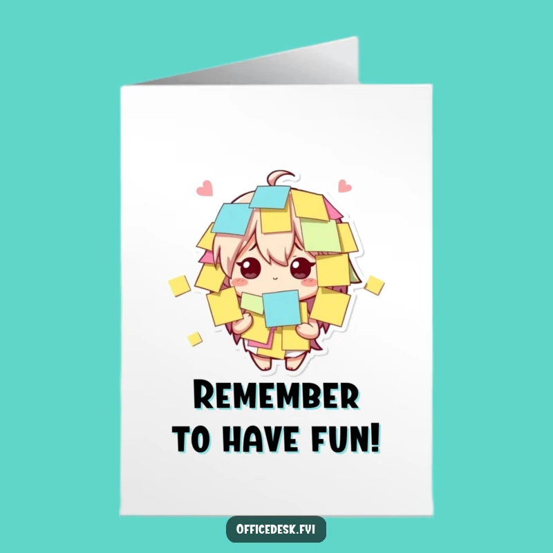 Free Printable Funny Birthday Card: Bewildered Character'sSticky Note Surprise