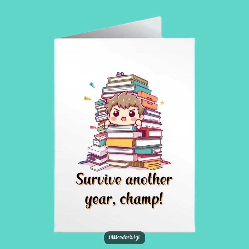 Free Printable Funny Birthday Card: Office Chaos Survivor, a Hilarious Downloadable Gift!