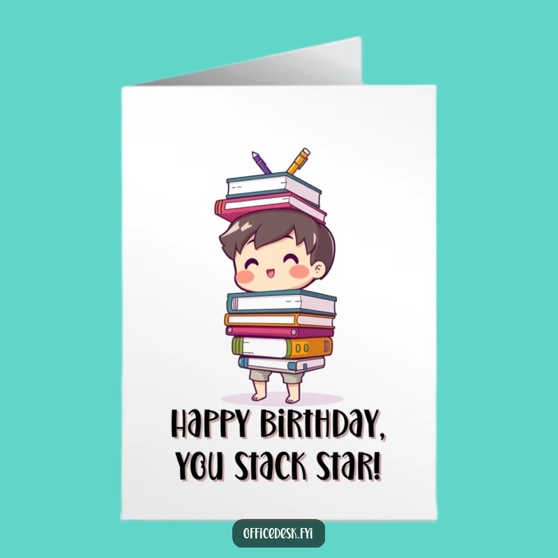 Free Printable Funny Office Card: Balancing Supplies Birthday Downloadable Greeting