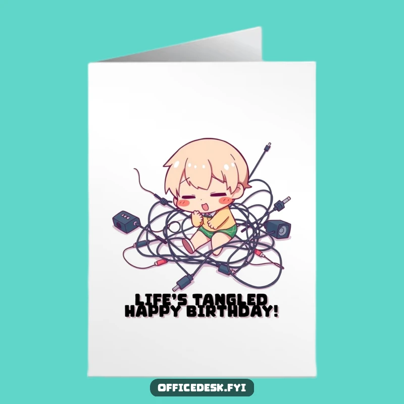 Free Printable Birthday Card: Wire Trip Chaos Funny Downloadable Gift