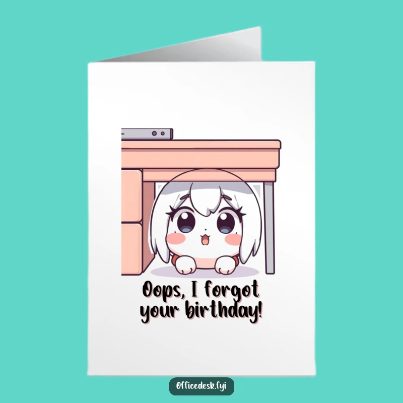 Free Printable Funny Birthday Card: Surprised Desk Dweller - Hilarious Downloadable Gift Idea