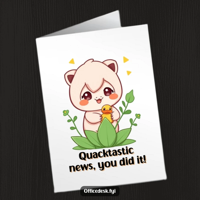 Funny Free Printable Congratulations Card: Cute Character Hiding Rubber Ducky in Plant Pot