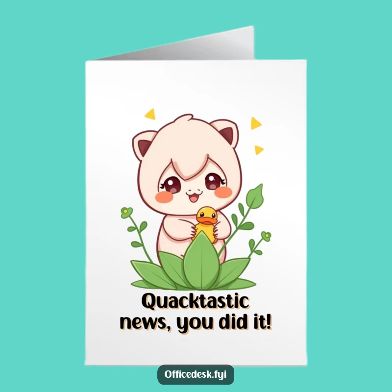 Free Printable Congrats Card: Mischievous Duck Plant Design Downloadable Gift