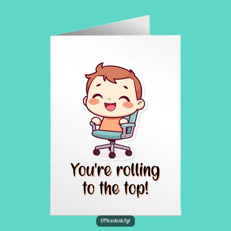 Free Printable Congrats Card: Office Chair Rider - Joyful Downloadable Gift