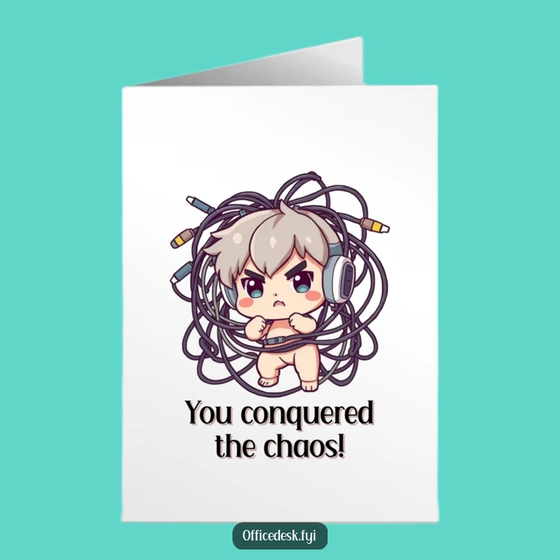 Free Printable Congrats Card: Success Over Chaos Cable Tamer Design