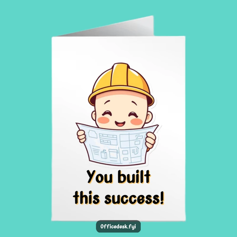 Free Printable Congrats Card: Hard Hat Builder Cheers Your Success!