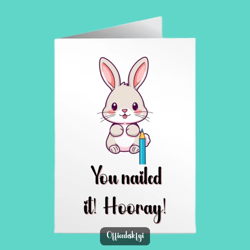 Free Printable Rabbit Congrats Card: Funny Downloadable Gift for Sharp Achievements