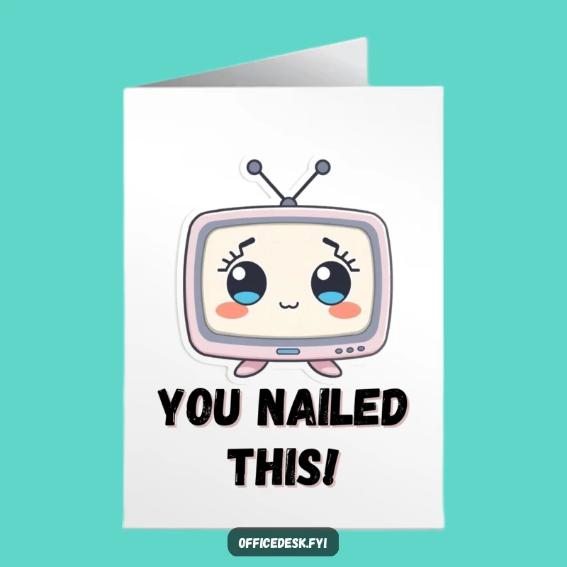 Free Printable Congrats Card: Big-Eyed Monitor, Funny Tech Achievement Downloadable Gift