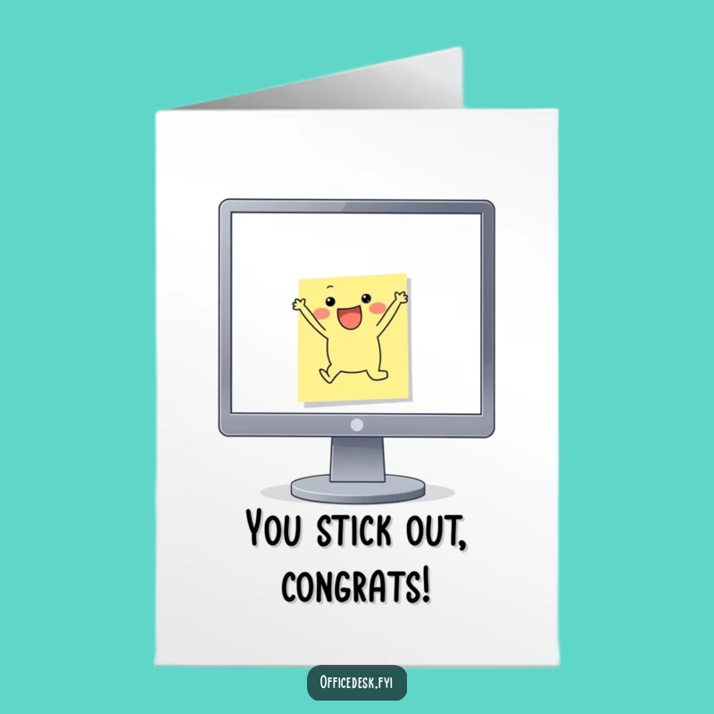 Free Printable Congrats Card: Jumping Sticky Note, Hilarious Downloadable Celebration