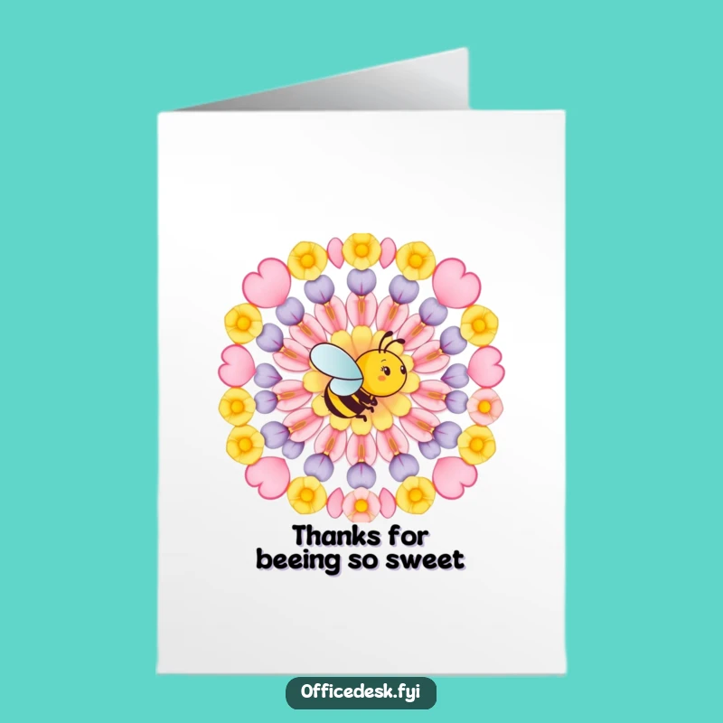 Free Printable Bee Thank You Card: Funny Downloadable Gift for Precise Thanks