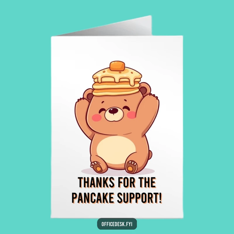 Express gratitude with giggles using this free printable thank you card. The clumsy bear and pancake tower is a hilarious print-at-home option.