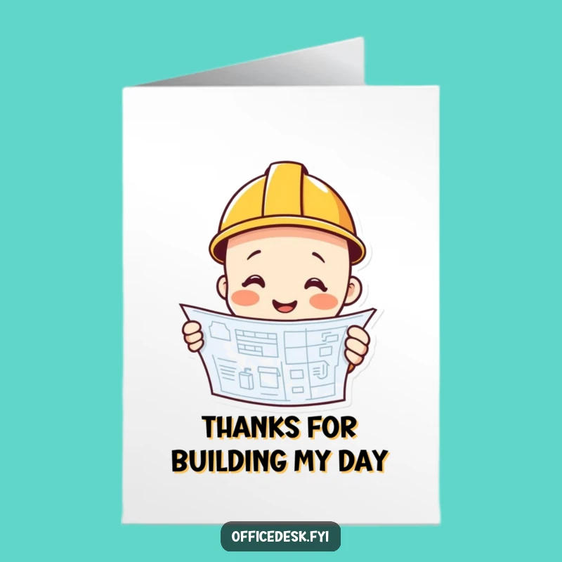 Free Printable Thank You Card: Construction Character Expresses Gratitude!