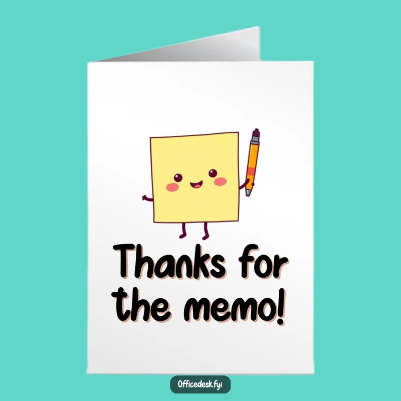 Free Printable Thank You Card: Dancing Sticky Note, Heartfelt & Humorous Downloadable Gift