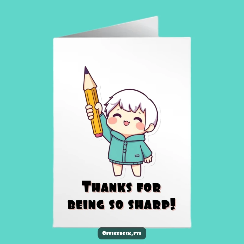 Free Printable Thank You Card: Pencil Hero Funny Downloadable Gift Greeting