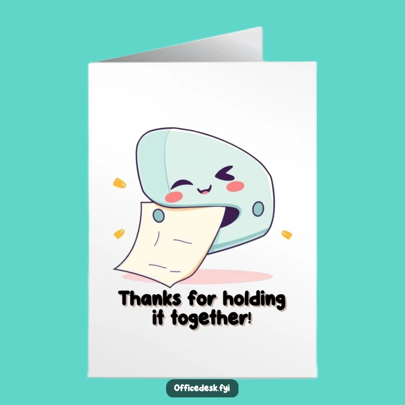 Free Printable Thank You Card: Stapler's Big Thanks for Your Help