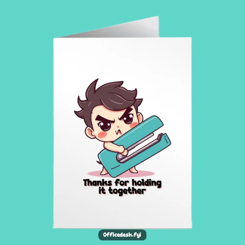 Free Printable Thank You Card: Stapler Wrestler - Grateful Downloadable Gift