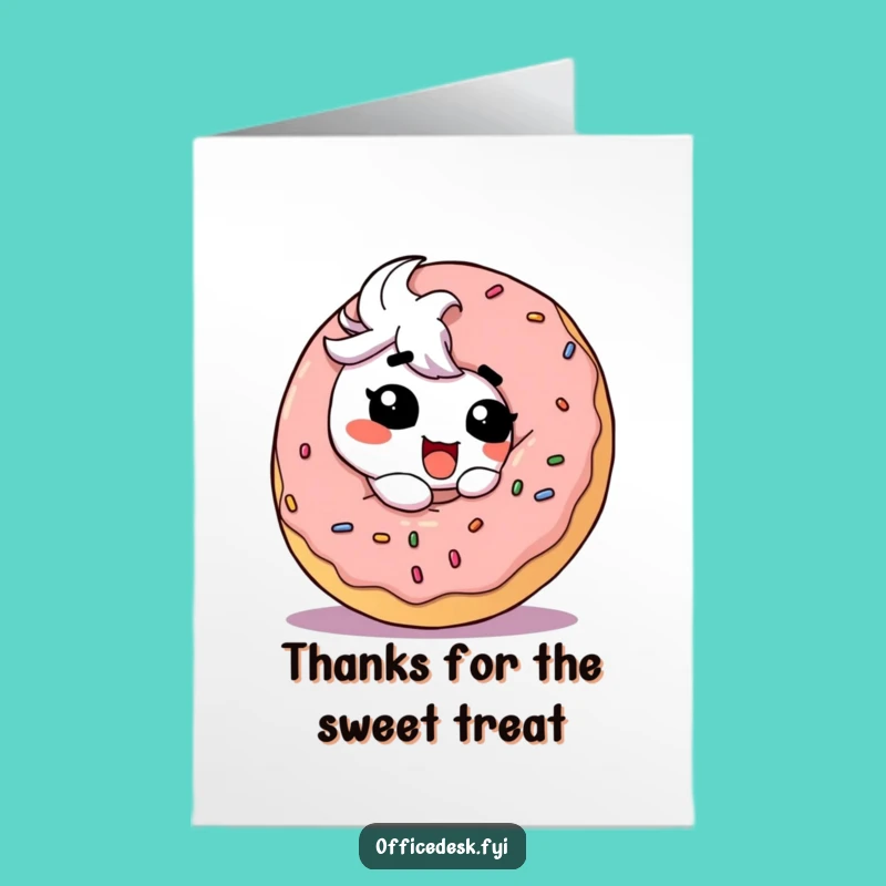 Free Printable Thank You Card: Sweet Thanks with a Donut Character