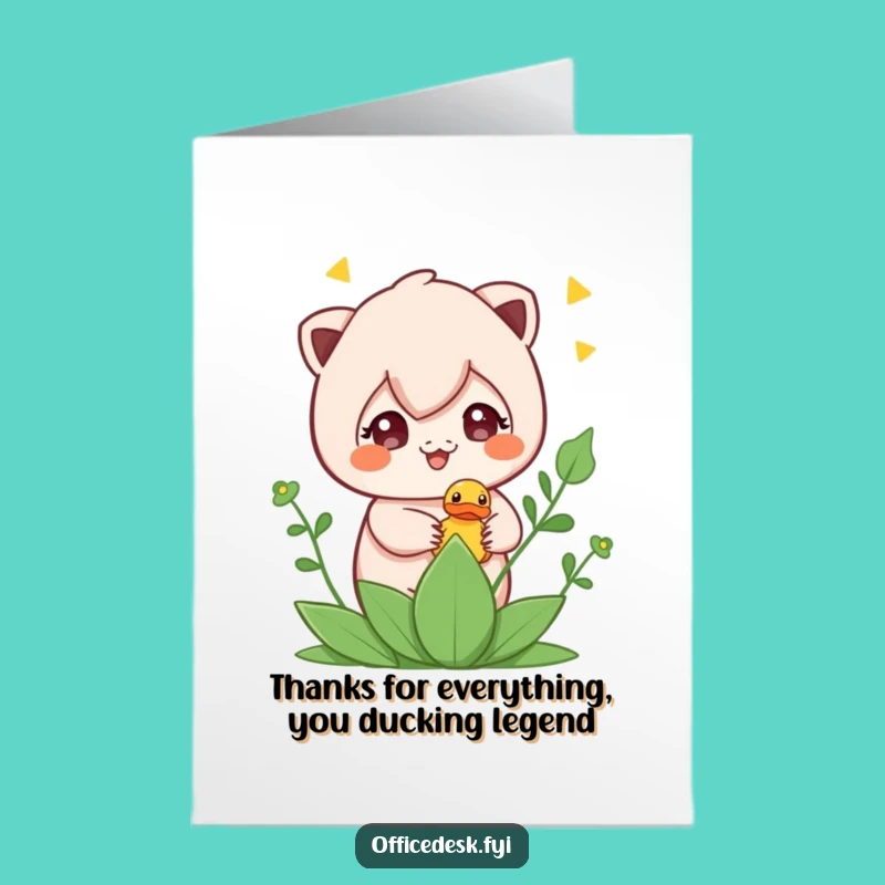 Funny Free Printable Thank You Card: Duck in Plant Downloadable Gift