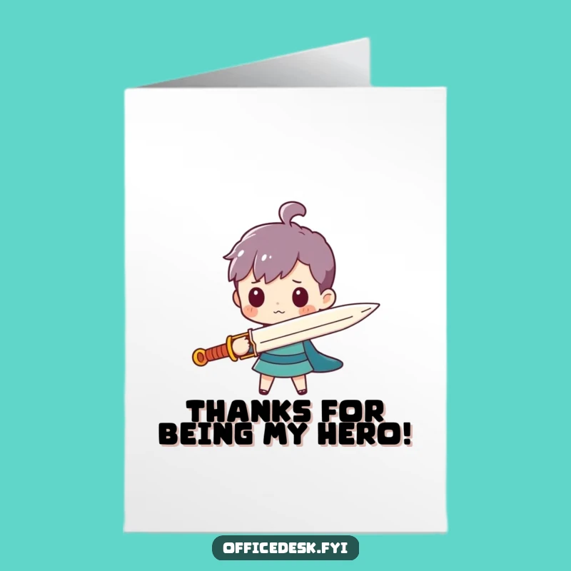 Free Printable Thank You Card: Paperclip Knight Character Funny Downloadable Gift